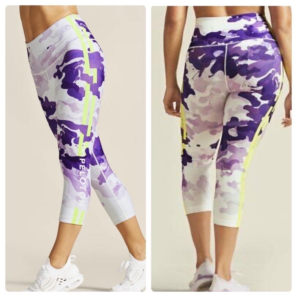 PELOTON x WITH Nail Polish Camo High Rise Reversible Capri Leggings, Size Small